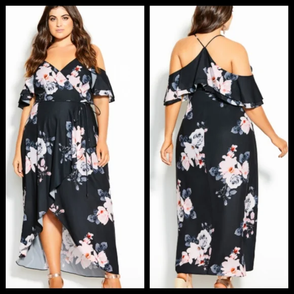City Chic Black Floral Maxi Dress NWT - Picture 1 of 4